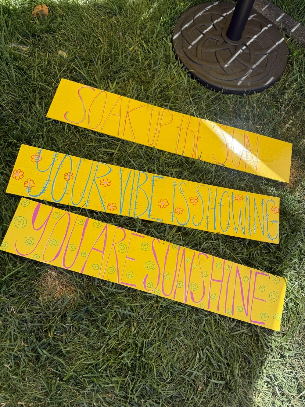 Yellow Hand-Painted Wood Signs - Positive Quotes Sun summer
